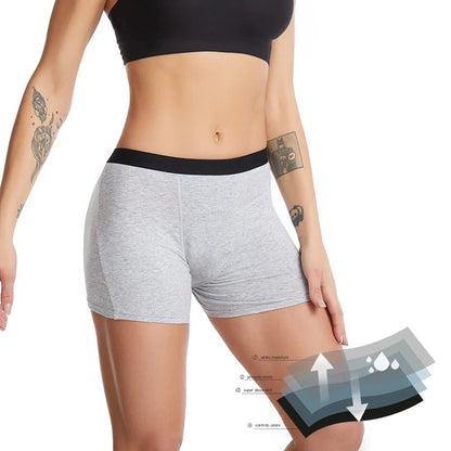 Heavy Flow Menstrual Period Underwear for Women, 4-Layer Leak Proof Cotton Boyshort Boyshorts, Absorbent Overnight Incontinence Boxer Briefs