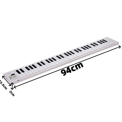 61 Key Foldable Electronic Piano - Portable Keyboard with LED Display, Built-In Battery & Musical Instrument Features