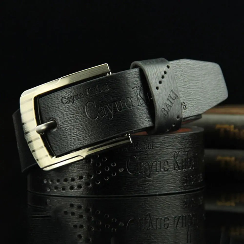 Men's Ratchet Leather Belt – Adjustable Strap with Free Buckle Replacement for Cowboy Style