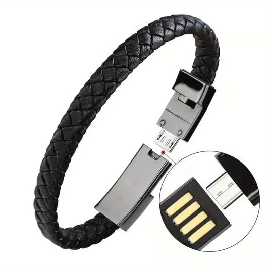 PD 60W USB-C Bracelet Cable - Fast Charging Type-C Data Sync Cord for iPhone Samsung Xiaomi Devices