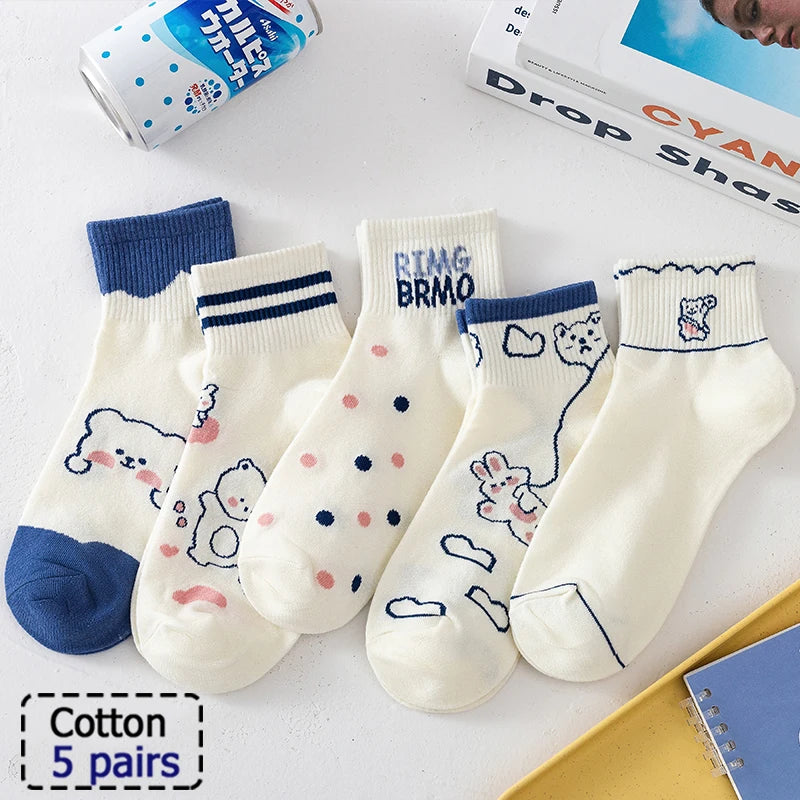 5/10 Pairs Striped Harajuku Retro Socks - Casual, Breathable Cotton Socks for Men & Women