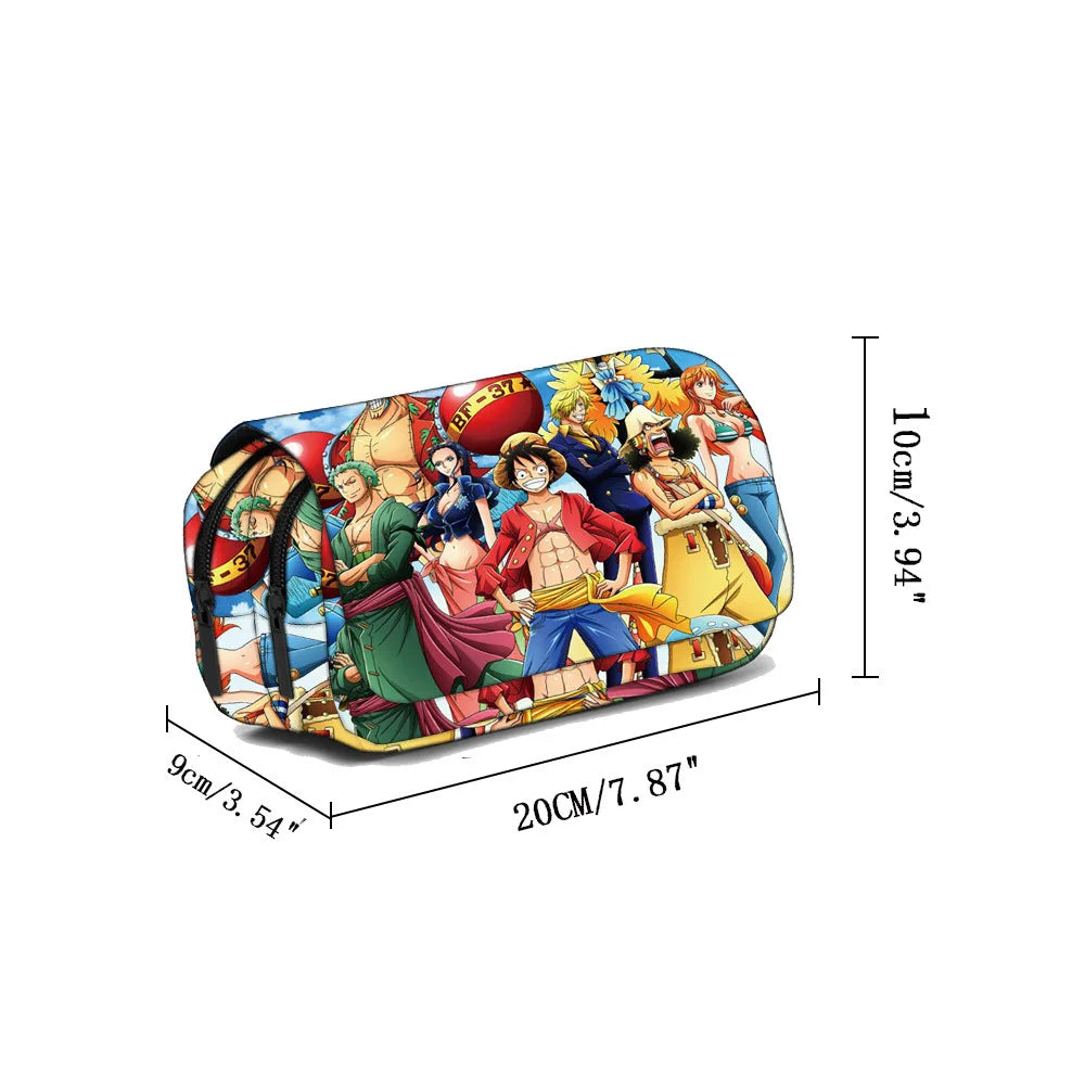 One Piece Pencil Case – Large Capacity Anime Pen Bag with Luffy & Zoro Print for Students & Gifts