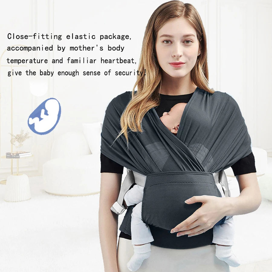Adjustable Newborn Baby Sling - Soft Breathable Air Mesh Wrap Carrier with Hip Seat Support