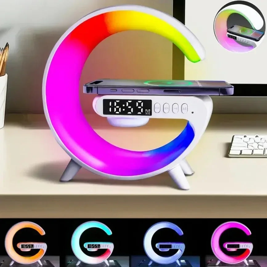 Multifunction Wireless Charger Pad — Stand, Speaker, TF Card, RGB Night Light, Fast Charging Station for iPhone 16/15, Samsung, Xiaomi, Huawei