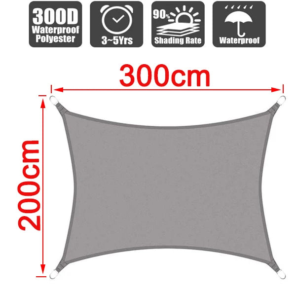 Outdoor Waterproof Sun Shade Sail – Rectangle Canvas Awning for Garden, Terrace, Pool & Car Sun-Shelter