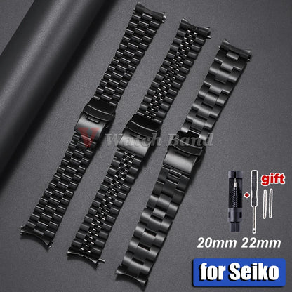 Curved End Stainless Steel Men’s Watch Band for Seiko 5 SKX007/SKX009 – 18mm/20mm/22mm Sport Jubilee Oyster Replacement Strap