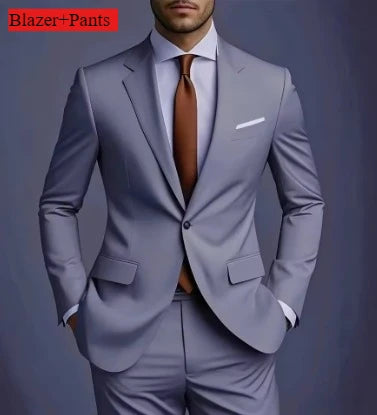 2026 Luxury Men's 2-Piece Suit Set - Elegant Slim Fit Wedding Groom Tuxedo & Casual Formal Wear