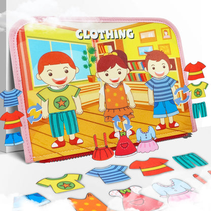 TUNJILOOL Montessori Busy Board – Early Educational Toy for Toddlers, Felt Cloth Story Book, 3D Shape & Color Match