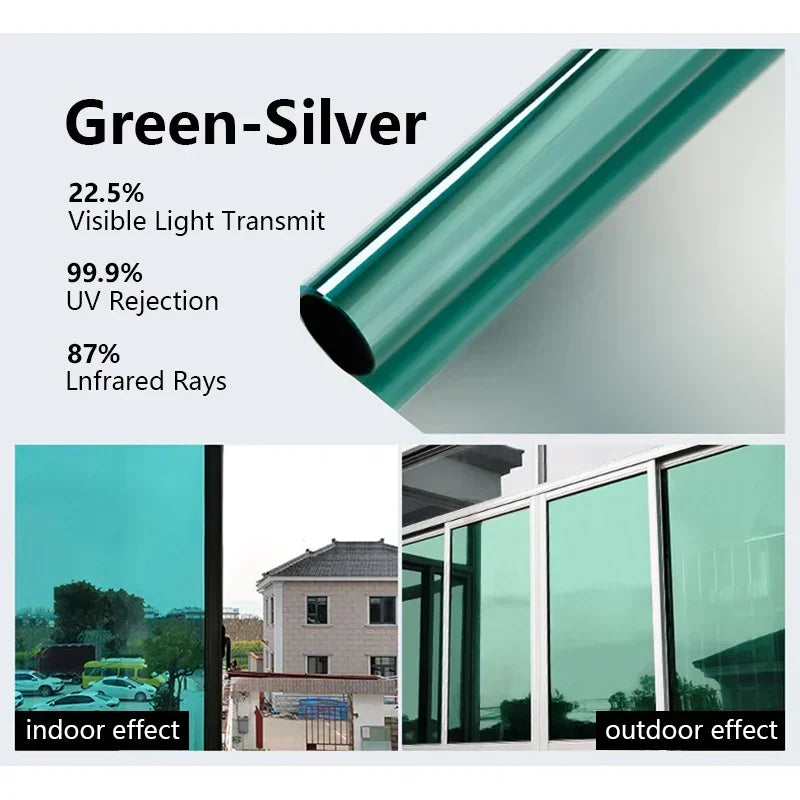30-90cm Privacy Window Film - Extra Wide One-Way Heat Control Sun Blocking Static Cling Film for Home, Office & Balcony Glass