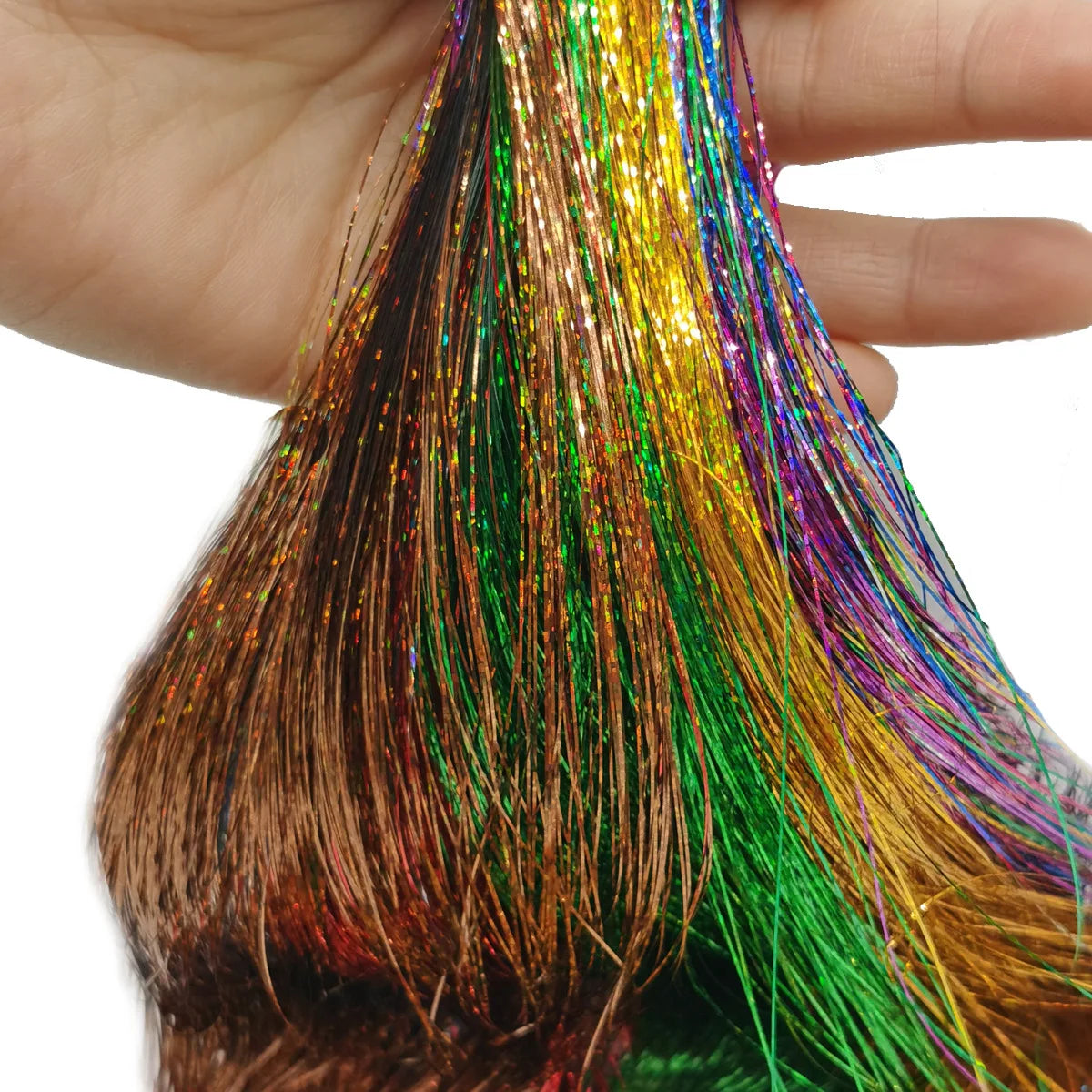 48-Inch Hair Tinsel Kit – 1200 Strands, 12 Colors Sparkling Fairy Hair Extensions with Tool