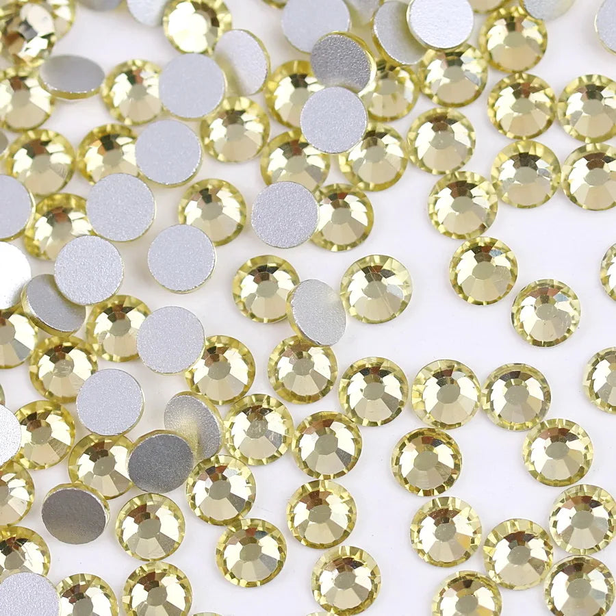 Glass Crystal Flatback Rhinestones SS6–SS30 Set – 7 Sizes Non-Hotfix Round Nail Art Beads for DIY Crafts & Decoration