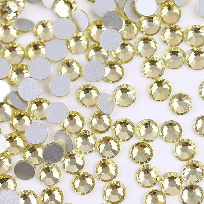 Glass Crystal Flatback Rhinestones Set SS6–SS30 – Non-Hotfix Round Glue-On Gems for Nail Art, DIY Crafts & Jewelry Decoration