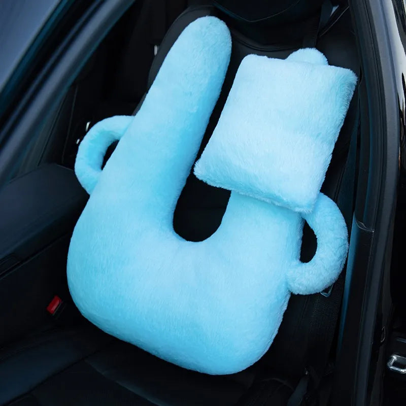 Children’s Cartoon Car Neck Pillow – Rear Seat Sleep Headrest & Seat Belt Shoulder Support