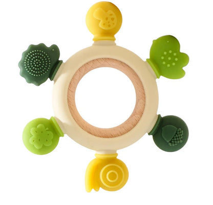 Baby Silicone Teether Toy - BPA Free Dental Chew Ring Bracelet for Infant Teething Relief and Kids Gift
