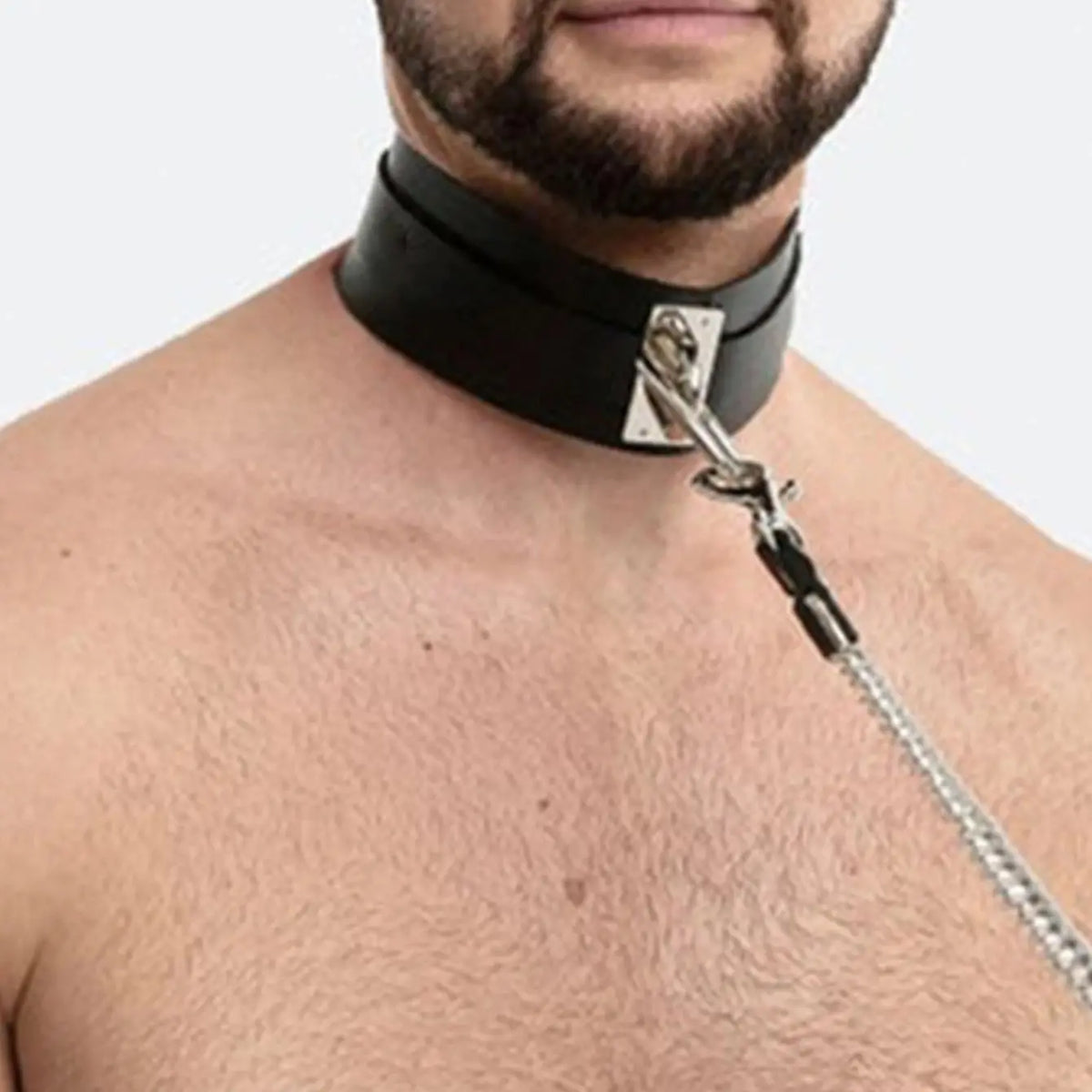 Men's Gothic Leather Collar – Adjustable Punk Chain Neck Accessory with Traction Rope