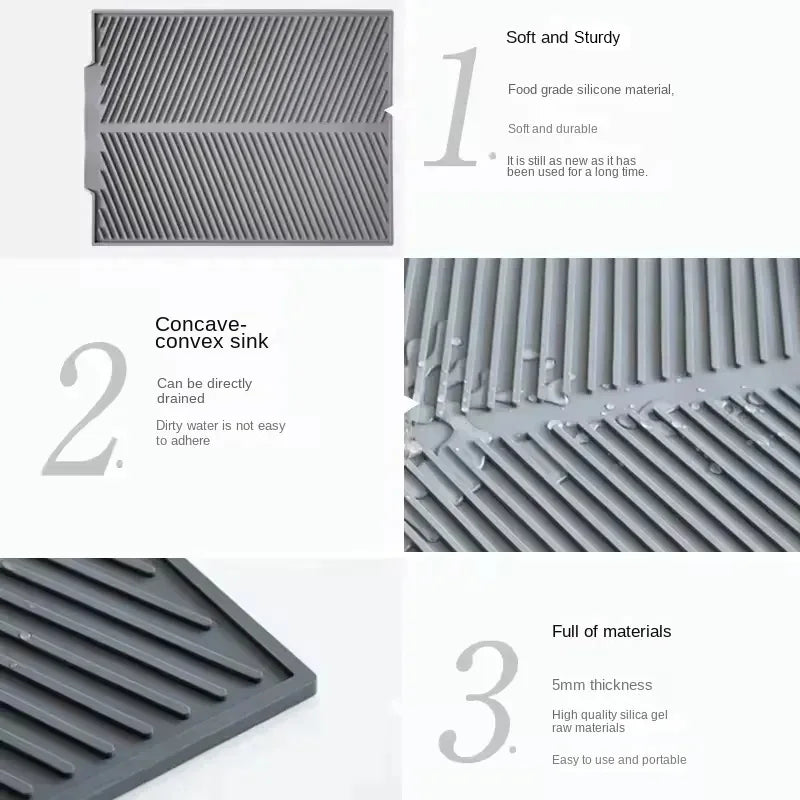 WCIC Silicone Draining Board Mat | S/M/L Folding Dish Drying Pad, Heat Resistant, Eco-Friendly for Pots & Cups