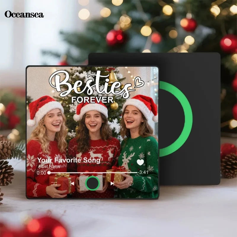 Personalized 7-Piece Photo Fridge Magnets - Custom Music Frame Refrigerator Decor & Christmas Gift