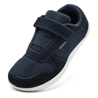 HOBIBEAR Kids Wide Toe Barefoot Shoes – Minimalist Hook & Loop Sneakers, Lightweight Artificial Leather Mesh for Little & Big Kids