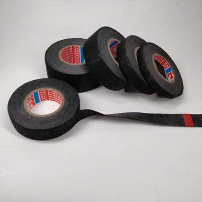 15M Heat-Resistant Fabric Tape – 9/15/19/25/32MM Adhesive Cloth for Automotive Cable, Wiring Harness & Electrical Loom