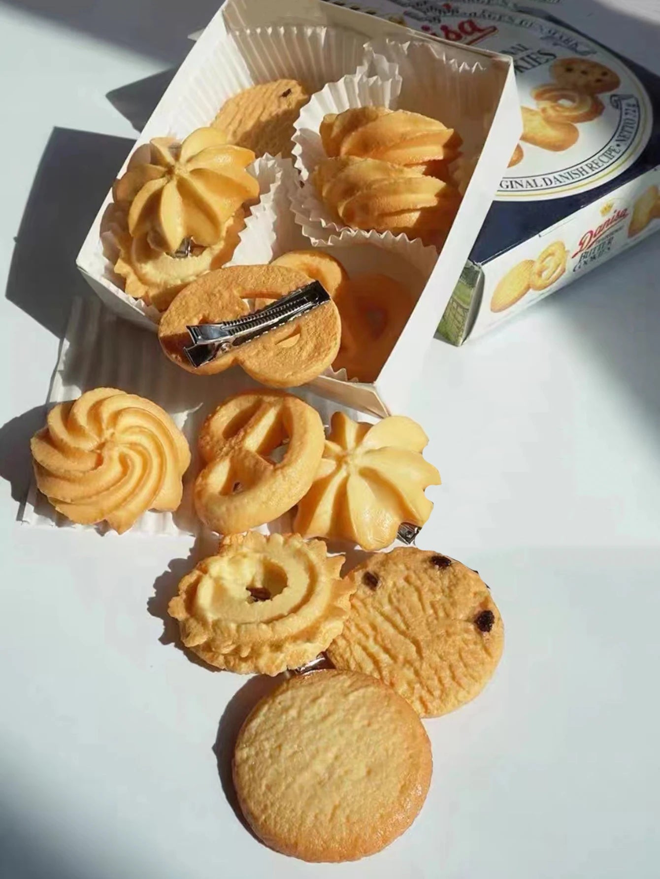 Cartoon Biscuit Hair Clip Set - 5PCS Cute Food Style Bangs Clips for Girls, Students & Kawaii Hairstyles