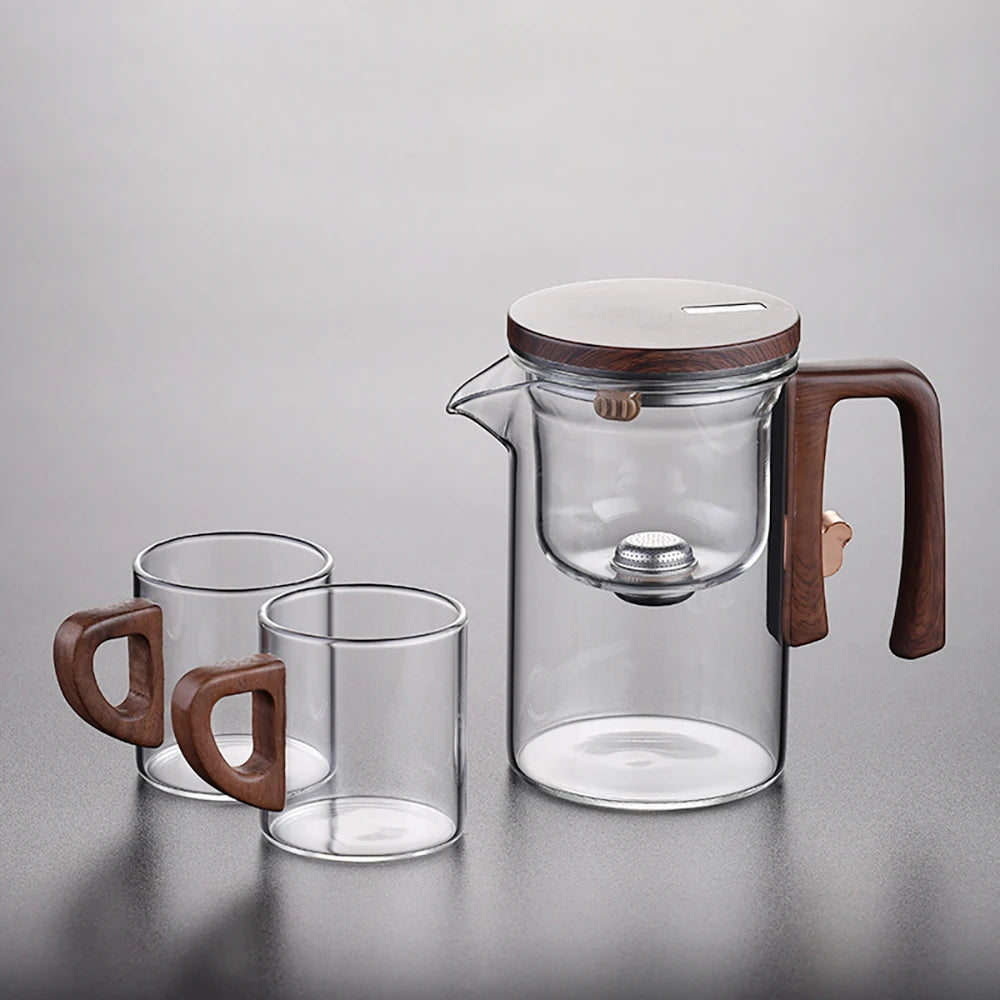 Glass Tea Pot Kettle with Magnetic Infuser - 520ML/720ML Tea Filtration Cup Set with One-Click Switch