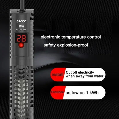 25W-300W Fish Tank Aquarium Heating Rod - Quartz Glass with Digital Display & Automatic Thermostat for Aquariums