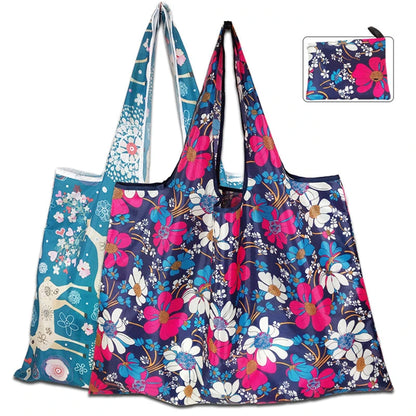 Fashion Portable Shopping Bags - Large Capacity 190T Nylon with Various Prints, Convenient and Easy to Fold Travel Essential