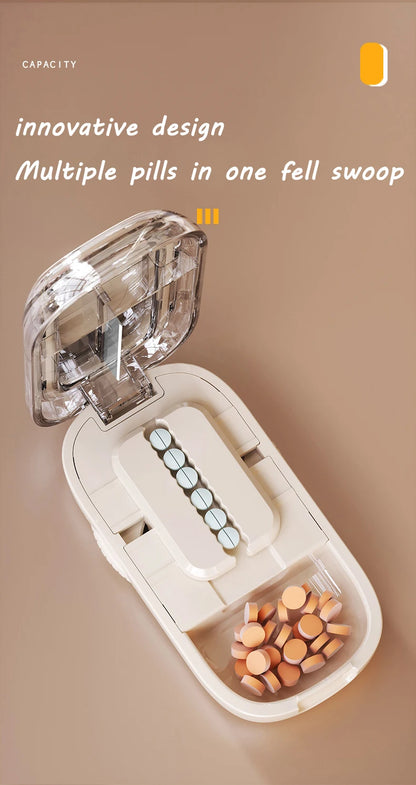 Newest Quartering Pill Cutter & Storage Box – Portable Dustproof Medicine Divider Organizer & Crusher