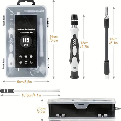 115-in-1 Precision Screwdriver Set: Magnetic Mini Screw Nuts Bits, Multifunction Household Repair Tools Kit