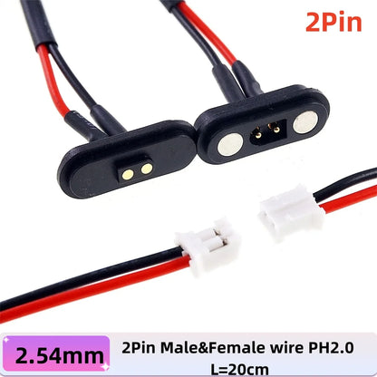 Magnetic Pogo Pin Connector - 2A Waterproof Spring-Loaded 2.54mm Male Female DC Power Socket, 2/3/4/5/6 Position Contact Strip