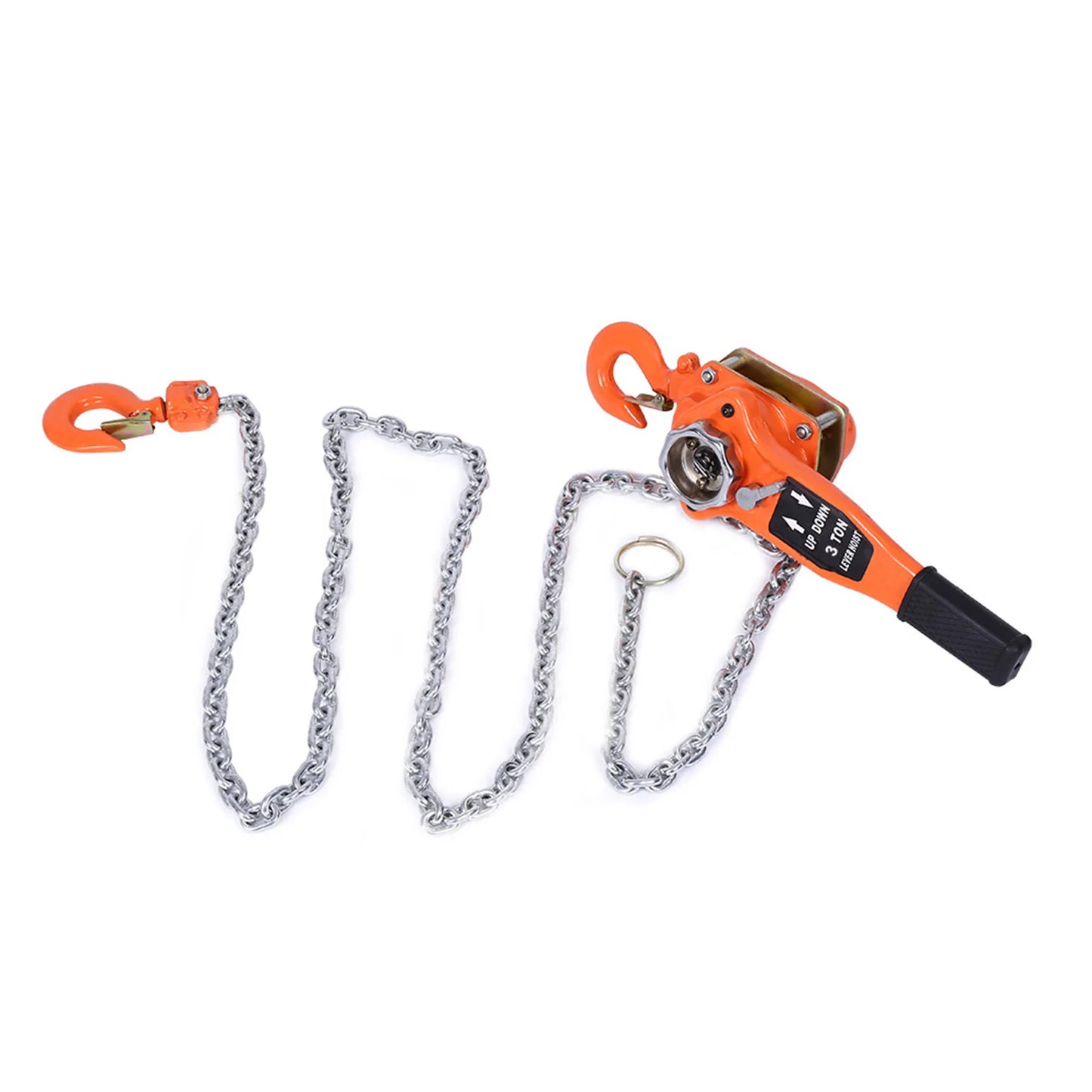 Orange 3T/3000kg Chain Block Hoist – Ratchet Lever Pulley Lifting System, 3m Length