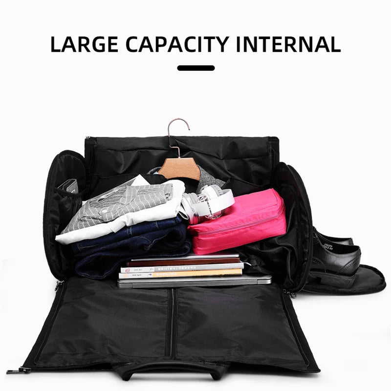 Convertible Garment Bag for Travel - Large Capacity Duffel with Shoe Pouch for Weekend & Business Trips (XM130)
