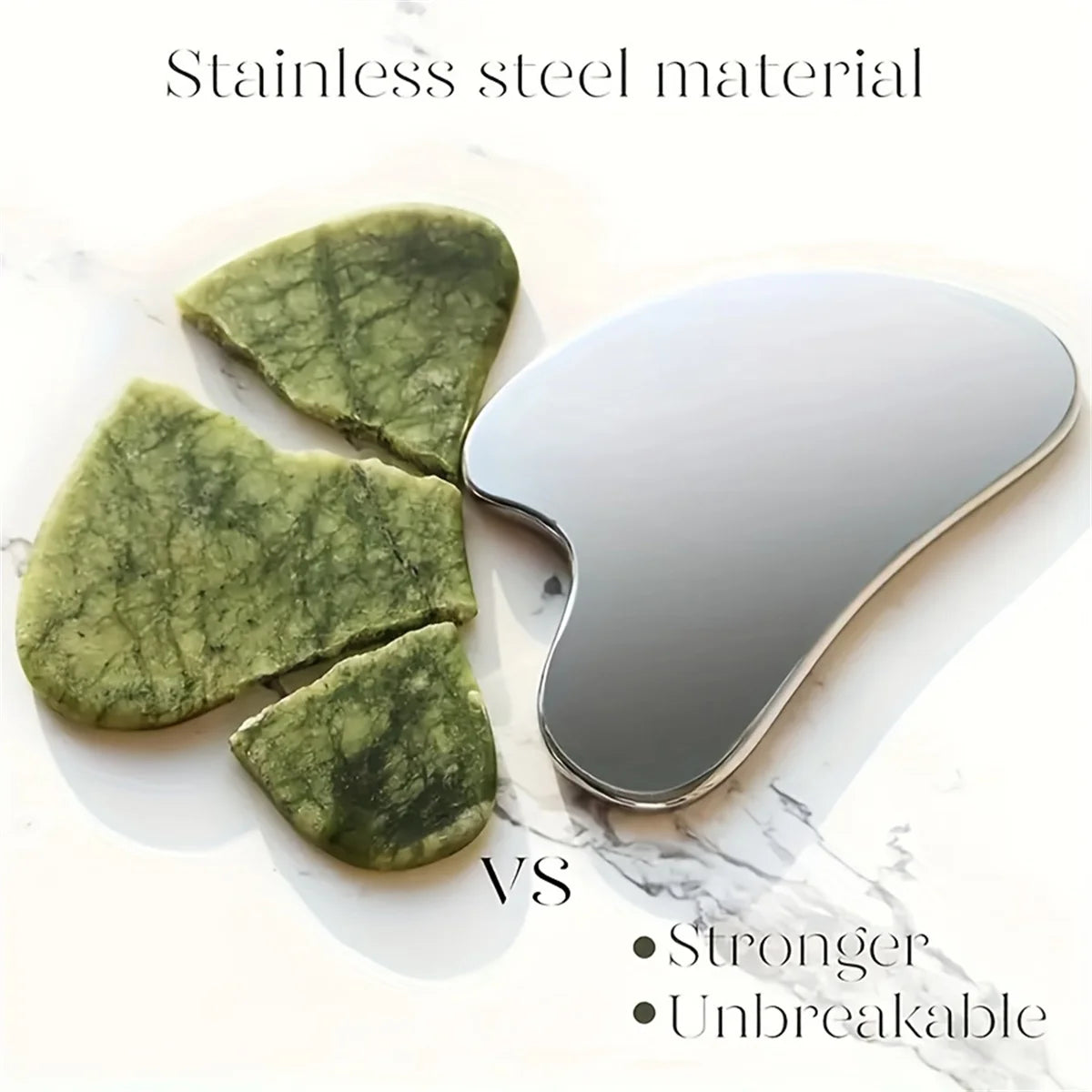 Stainless Steel Facial Gua Sha Tool — Silver Metal Beauty Massage Board for Skincare & Relaxation