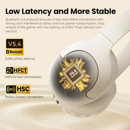 HAYLOU S30 Wireless Bluetooth 5.4 Headphones - 43dB Adaptive Noise Cancelling, 40mm Driver, 80H Playtime Earphones