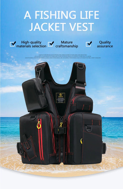 Multi-Functional Life Jacket Vest for Outdoor Fishing – Safety Vest with Storage Pockets & Buoyant Materials