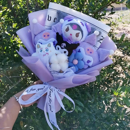 Sanrio Kuromi Plush Flower Bouquet — Soft Plush Doll Gift for Christmas, Valentine's Day, Birthday & Wedding Party
