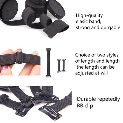 Effortless Face Contouring with Bb Clip Face Line Belt - Elastic Anti-Wrinkle Straps for Adjustable Eye and Face Tightening, 1.5cm Hair Band Included
