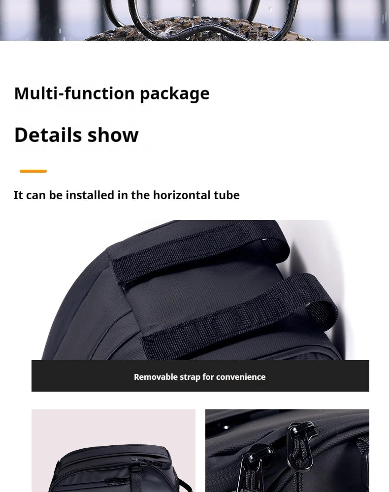OFFBONDAGE Multifunctional Bicycle Saddlebag — Waterproof Reflective Top Tube Rack Bag, Handheld Large Capacity Adjustable Bike Bag