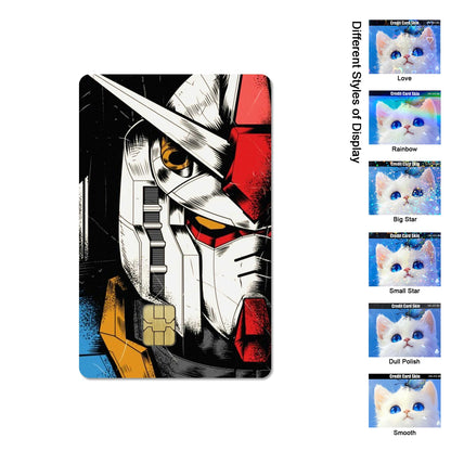 Gundam RX-78-2 & ZGMF-X19A Card Stickers - 2.5D HD Matte Waterproof PVC Skins for Credit and Debit Cards