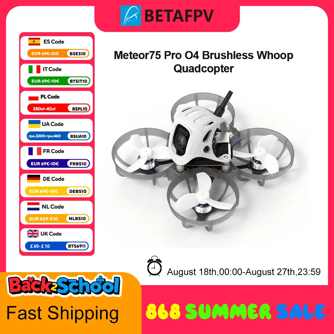 BETAFPV Meteor75 Pro O4 Brushless Whoop Quadcopter – ELRS 2.4G, 1S Matrix 3-in-1 HD FC PNP (No HD VTX) / DJI O4 Version