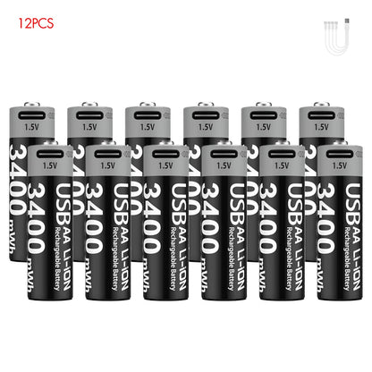 MATOV USB Rechargeable Li-ion AA 3400mWh & AAA 1100mWh 1.5V Batteries Pack
