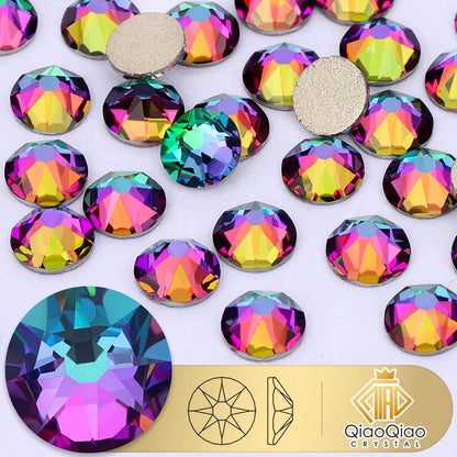 QIAO 2088 Crystal Nail Art Rhinestones — Flat Back Non-Hotfix Strass for DIY Nail Decorations (8 Big + 8 Small)