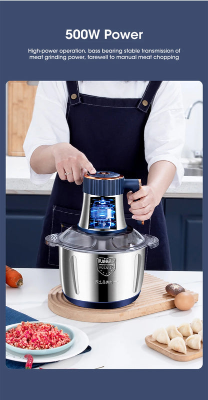 5L Electric Meat Grinder – 304 Stainless Steel Food Crusher & Multifunctional Vegetable Chopper for Baby Food