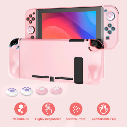 Pink Carrying Case for Nintendo Switch – Portable Travel Handbag with Screen Protector, Thumb Grip Cap, and Game Accessories Cover