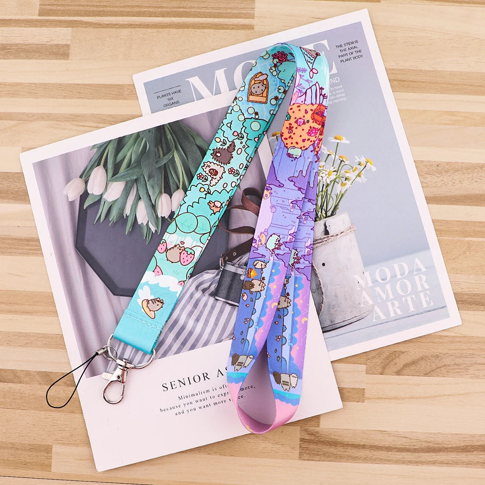 Cartoon Cat Lanyard Keychain – Multifunctional ID Card Badge Holder, Camera USB, Phone Neck Strap Accessories