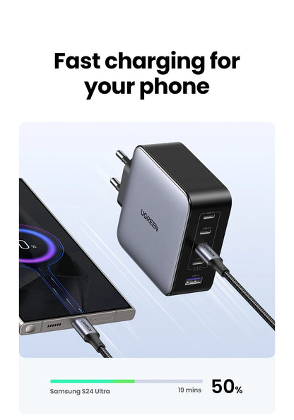 UGREEN 100W GaN 5-Port USB-C Charger – Fast Charger QC4.0/3.0 PPS for MacBook, Laptop, iPhone 16/15/14 Pro, Tablet