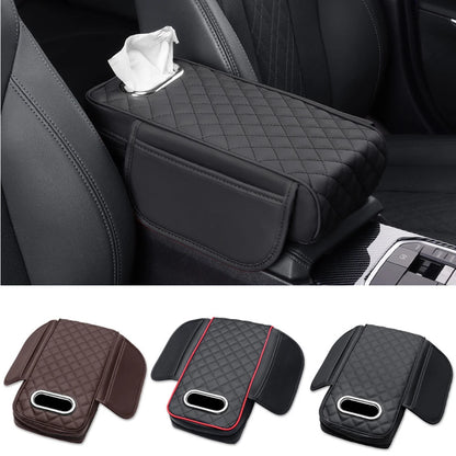 Car Center Console Protector Mat – Thick Memory Foam Armrest Cushion with Tissue Storage Pocket