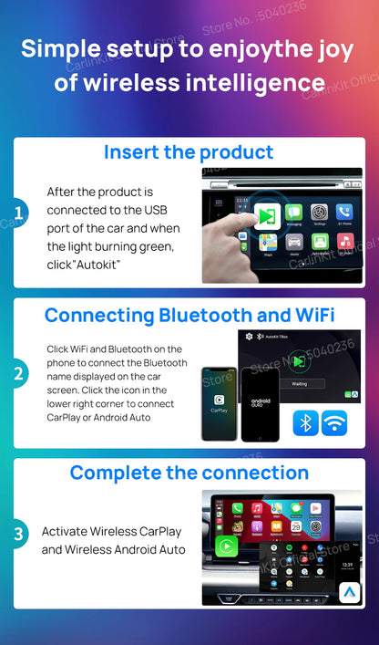 CarlinKit Android 13 AI TV Box – 8-Core Wireless CarPlay & Android Auto with Split Screen, 64G/128G for Netflix, YouTube, Play Store