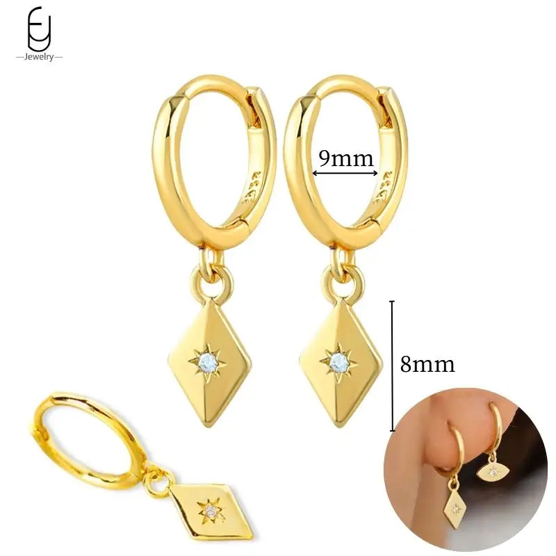 925 Sterling Silver Gold Tassel Earrings - Vintage Crystal Long Chain Hoop Jewelry for Women