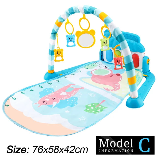 Baby Fitness Play Gym - Newborn Piano Activity Mat with Music, Crawling Blanket & Early Education Toys 0-36 Months